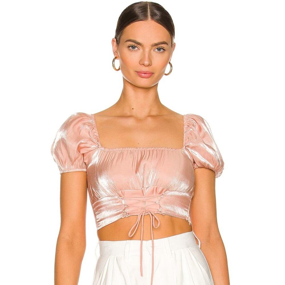 More to Come Tiasha Puff Sleeve Top in Blush NWT Size XS